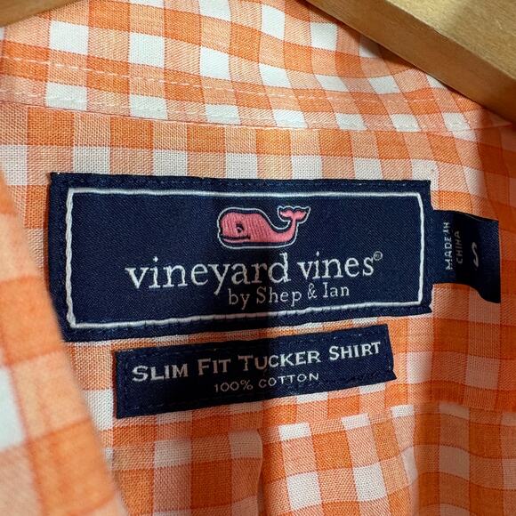 Vineyad Vines Long Sleeve Button Up Shirt Casual Checker Peach White - S - Picture 4 of 5
